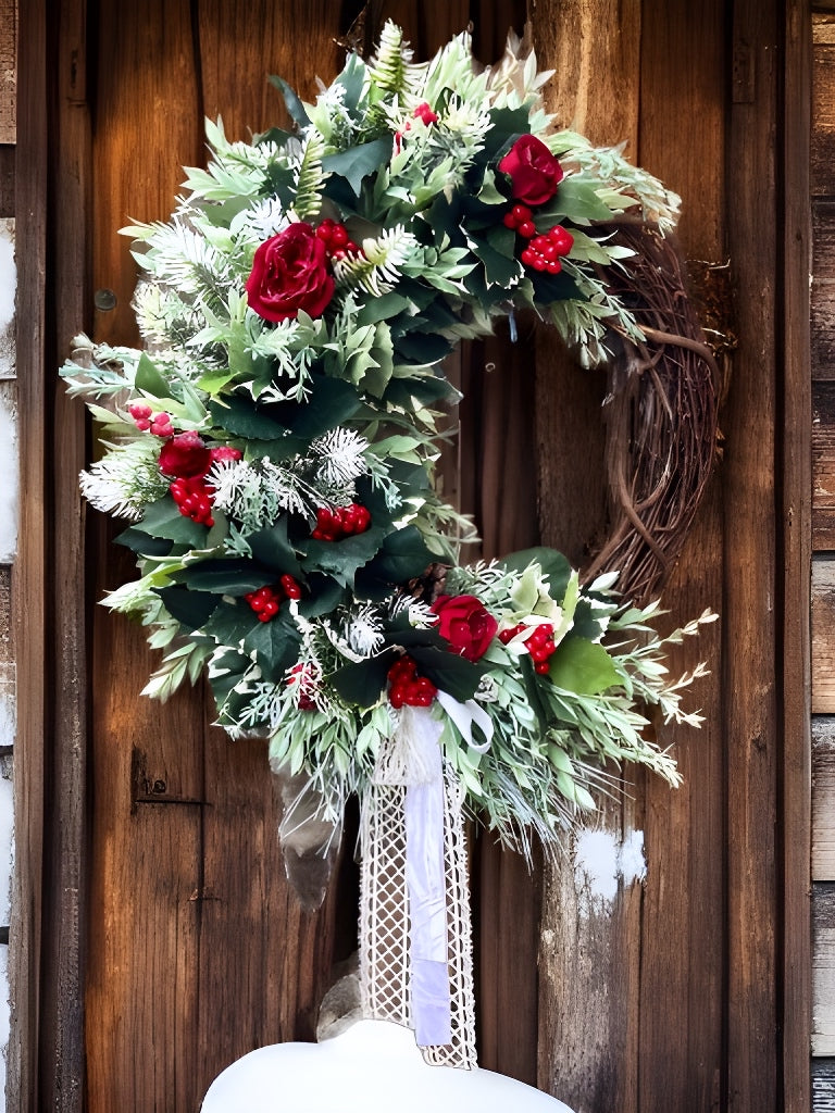 Mistletoe & Roses Wreath, Rosemary