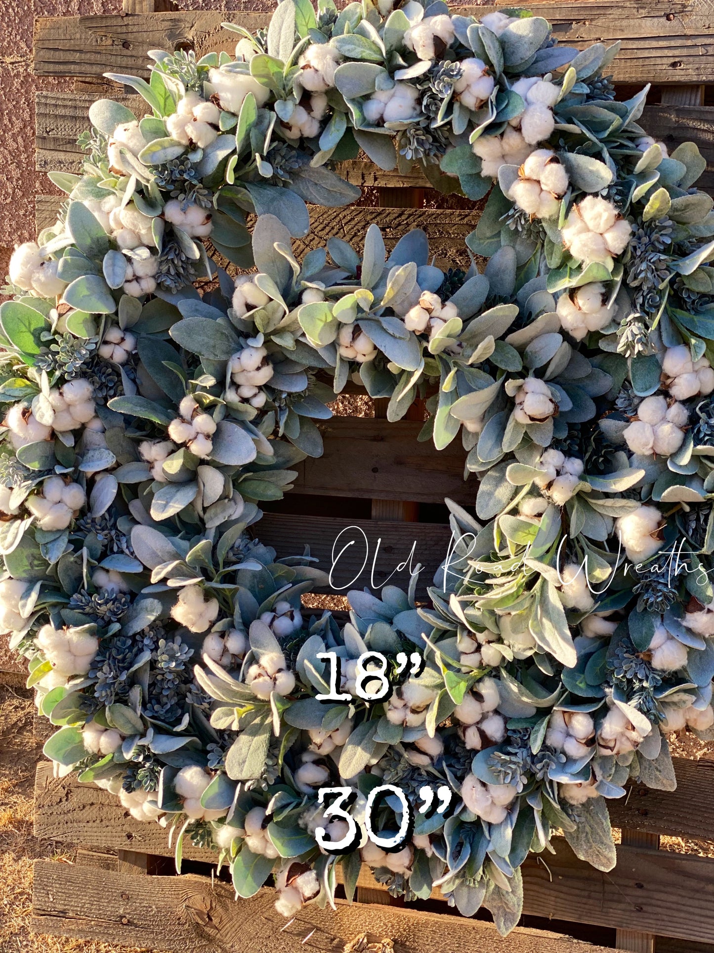 Cotton on Lambs Ear Wreath, Twill