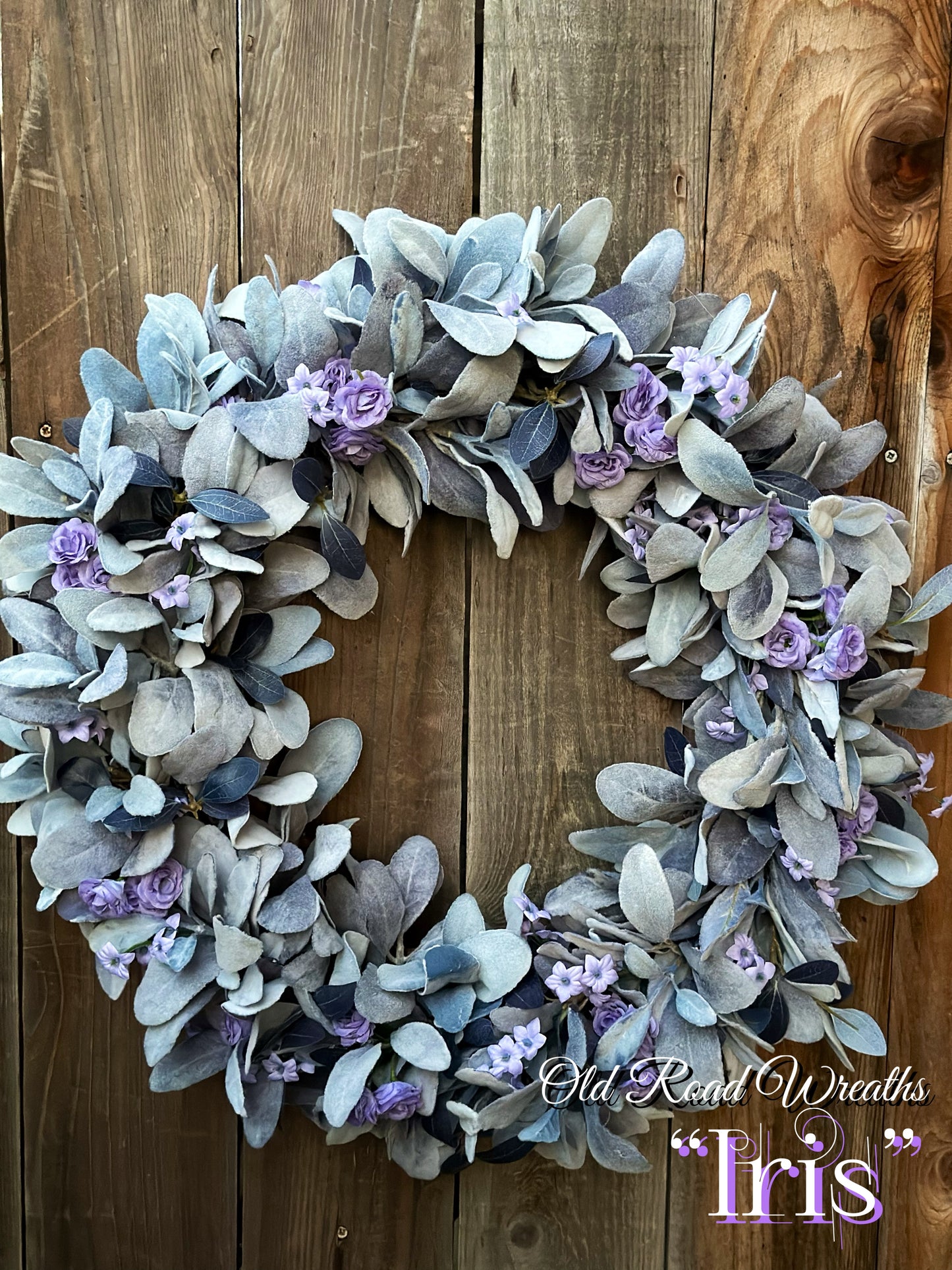 Lavender Lambs Ear Wreath, Iris
