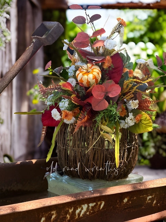 Grapevine Pumpkin Centerpiece, Amber