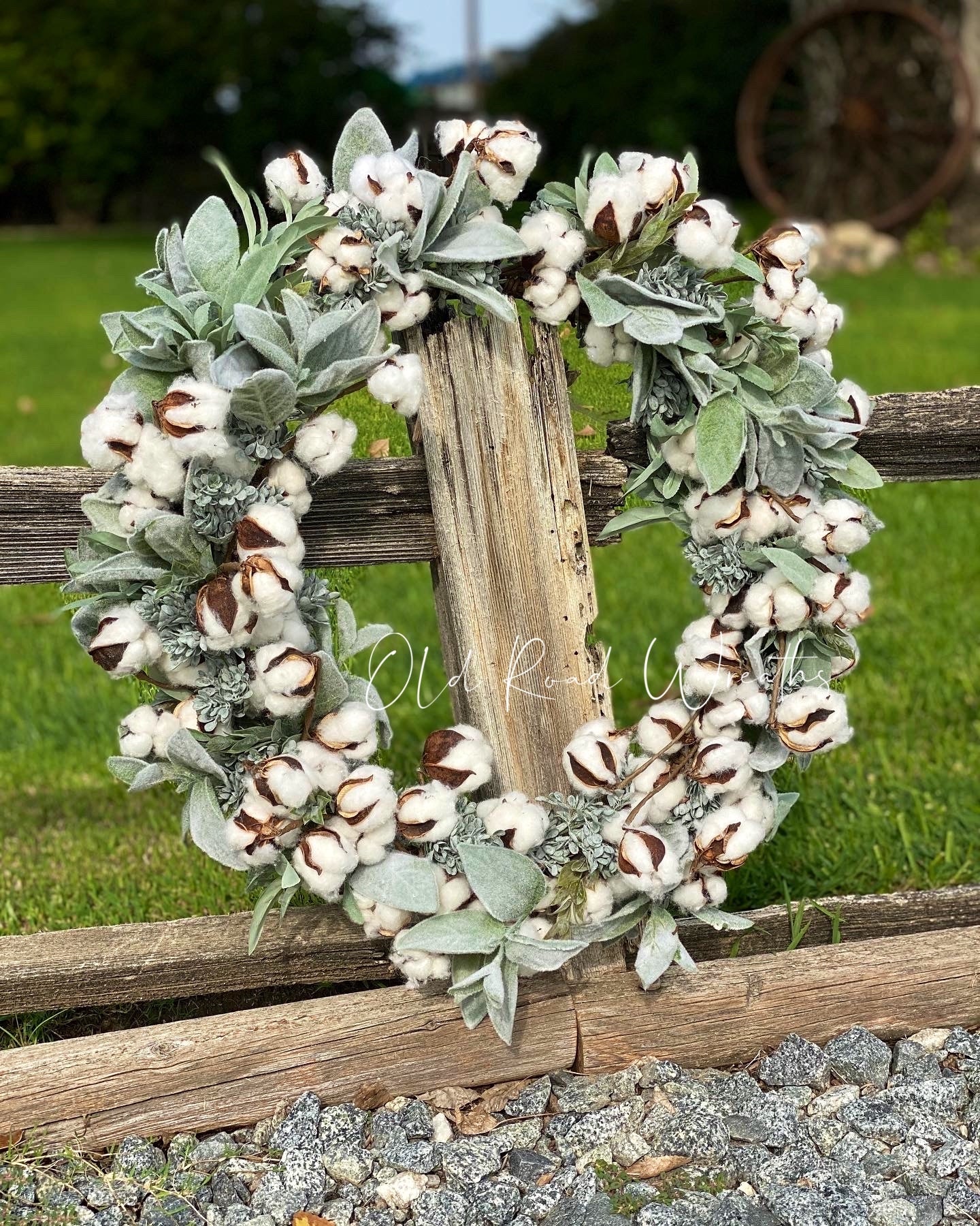 Cotton on Lambs Ear Wreath, Twill