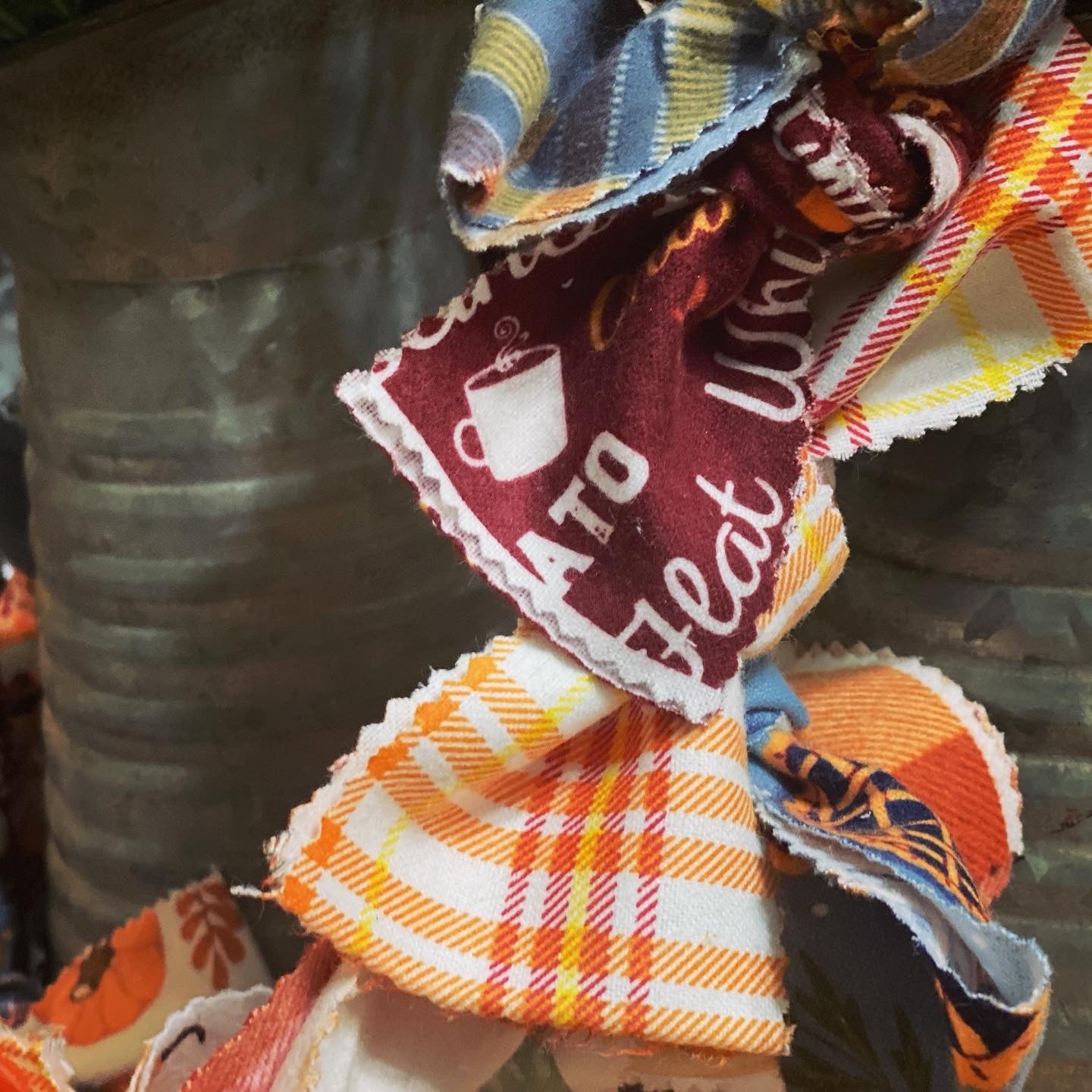 Pumpkins & Plaid Fleece Bow tie Garland