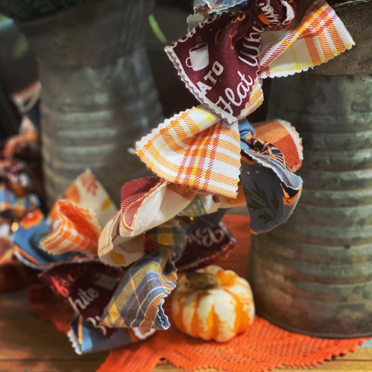 Pumpkins & Plaid Fleece Bow tie Garland