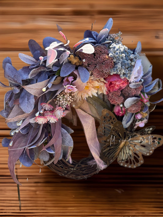 Rustic Boho Mix Pink Wreath, Rusty