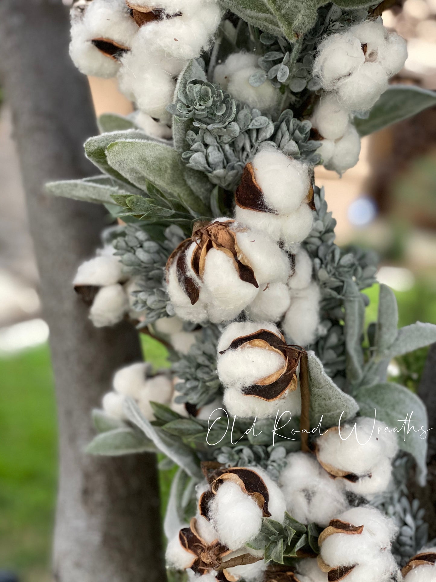Cotton on Lambs Ear Wreath, Twill