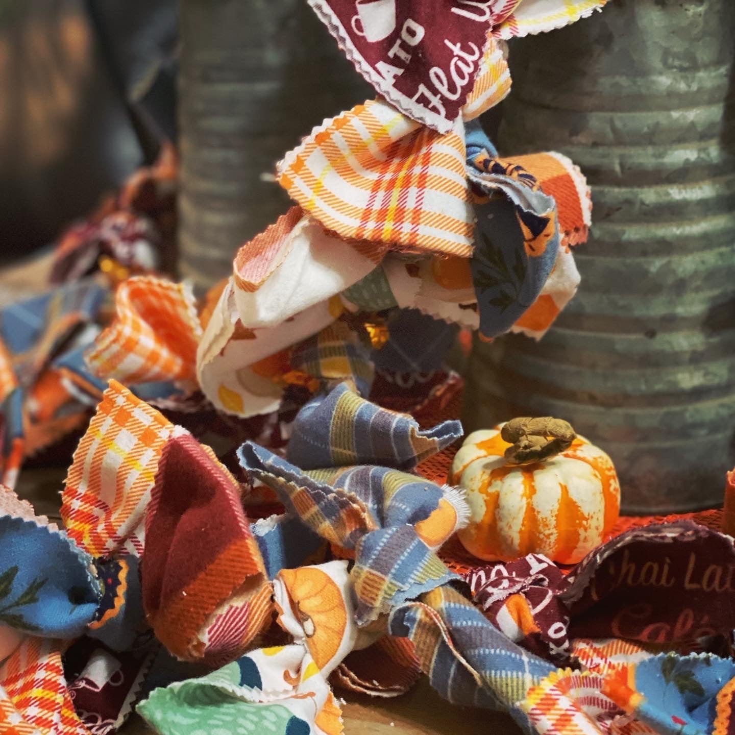 Pumpkins & Plaid Fleece Bow tie Garland