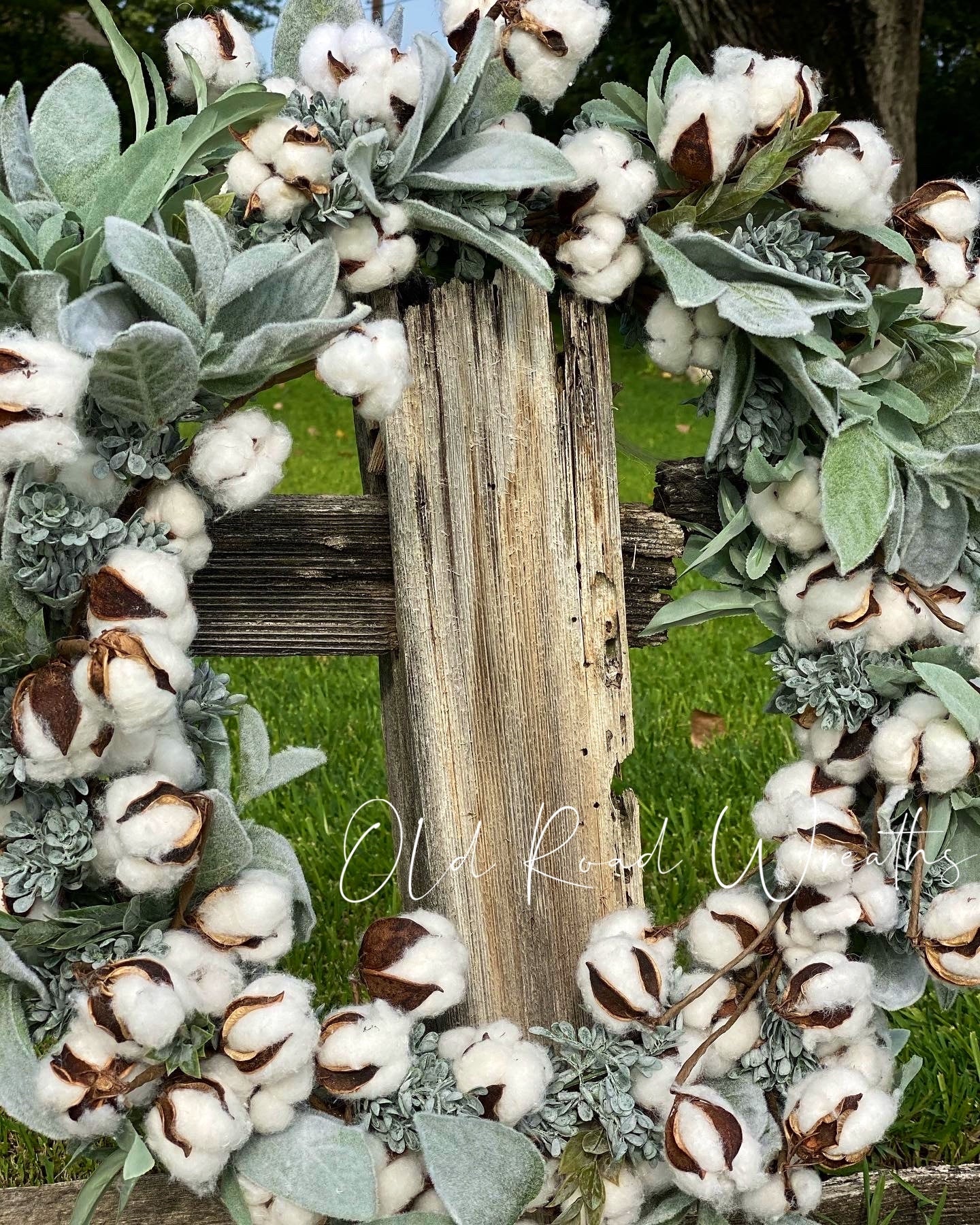 Cotton on Lambs Ear Wreath, Twill