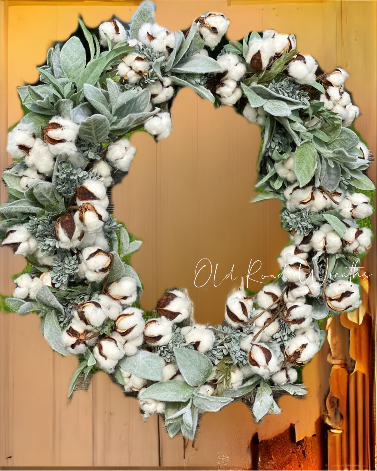 Cotton on Lambs Ear Wreath, Twill