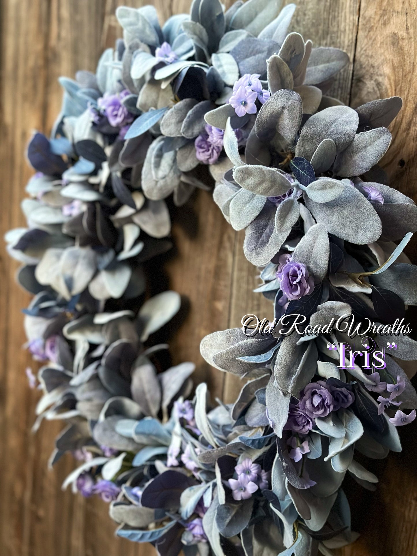Lavender Lambs Ear Wreath, Iris