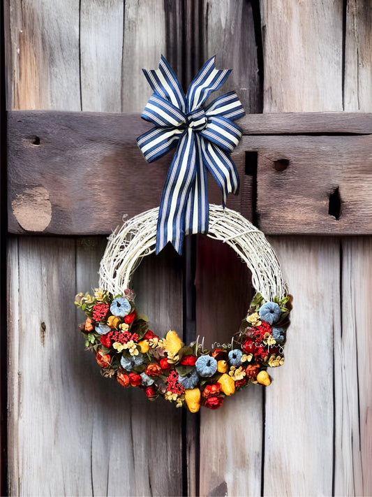 Velvet Pumpkin & Pear Fall Wreath, Reinie