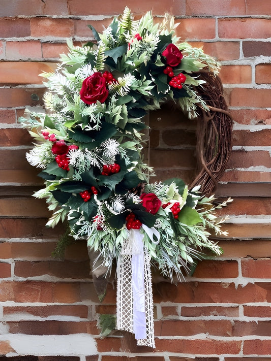 Mistletoe & Roses Wreath, Rosemary
