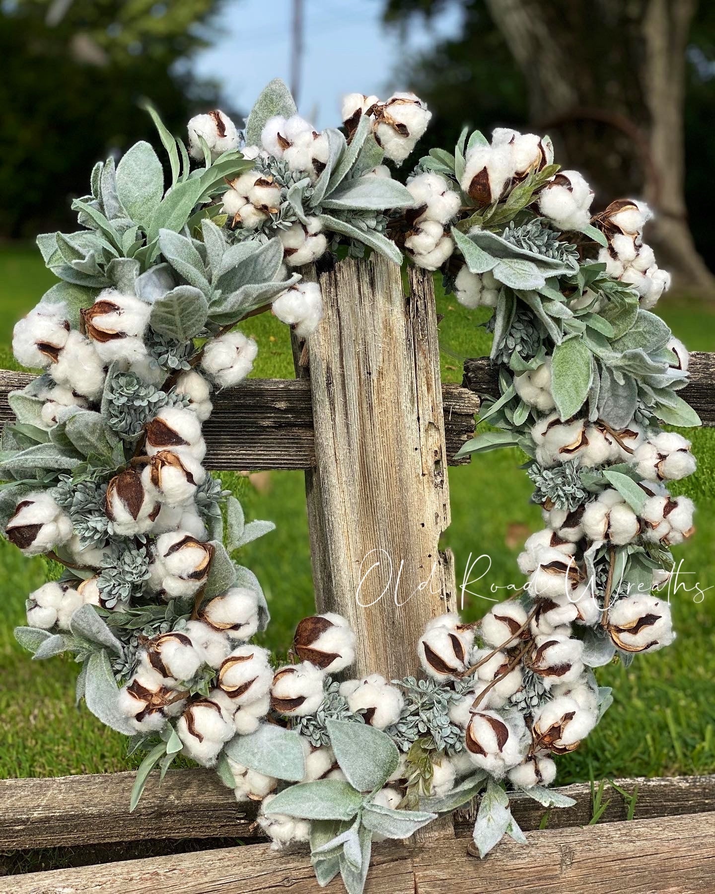 Cotton on Lambs Ear Wreath, Twill