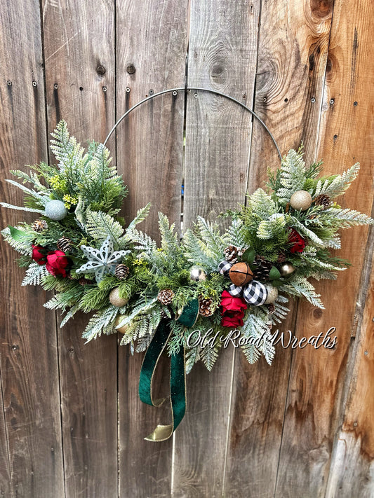 Flocked Cedar Winter Ring Wreath, Twain