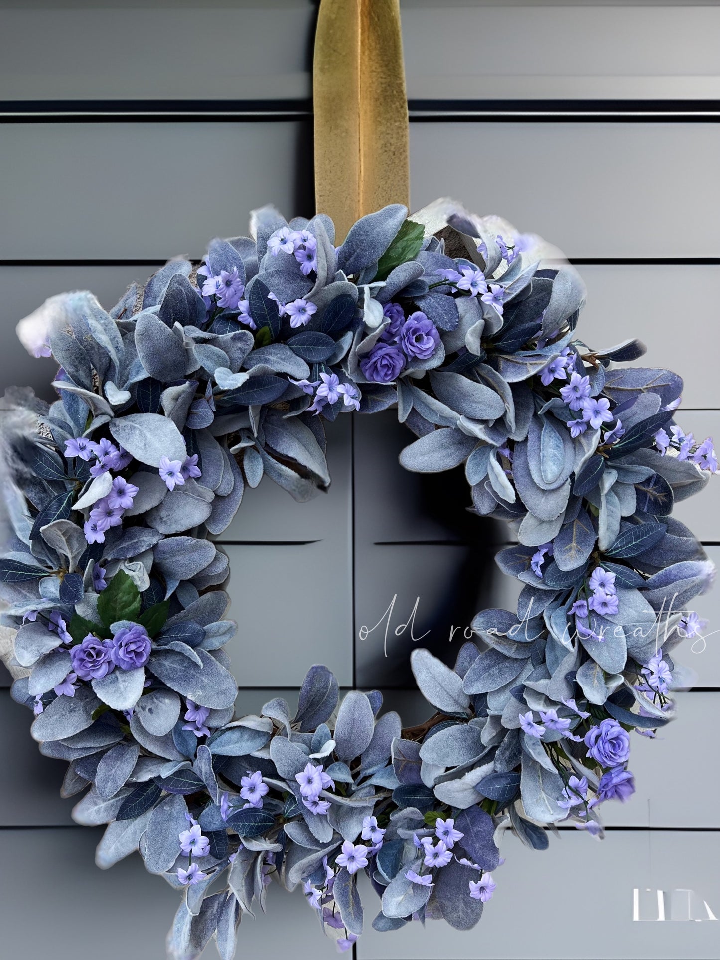 Lavender Lambs Ear Wreath, Iris