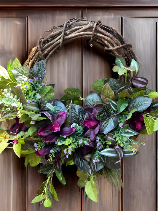 Burgundy Cymbidium Wreath, Sabrina